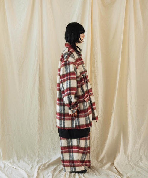 H167 / 着用サイズ: M アイボリーチェック トップス:217167 ボトムス:217175