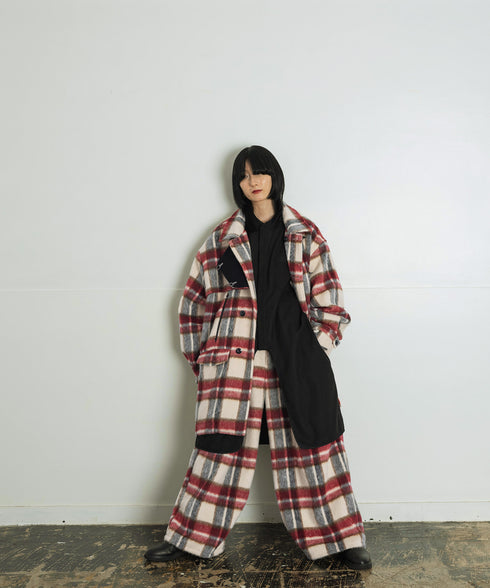H167 / 着用サイズ:M アイボリーチェック 着用トップス:217167 着用ボトムス:217175