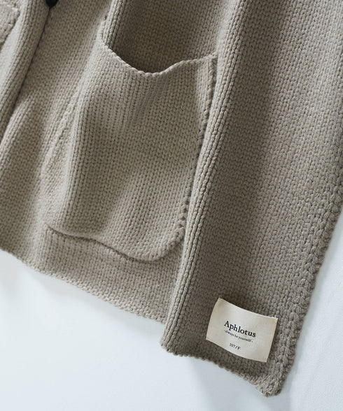 ハンド編みライク ポケット付き ビッグ ポンチョ/ストール