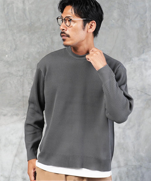 パフカル ウォッシュ ワッフル ニット セーター メンズ クルーネック