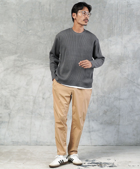 パフカル ウォッシュ ワッフル ニット セーター メンズ クルーネック