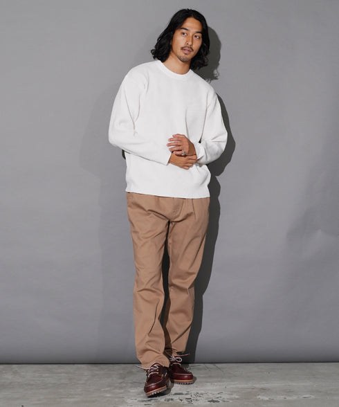 パフカル ウォッシュ ワッフル ニット セーター メンズ クルーネック