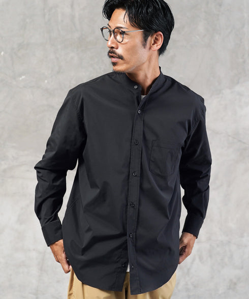 ストレッチブロードイージーケアバンドカラーシャツ