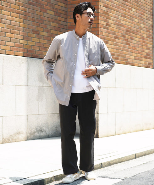 ストレッチブロードイージーケアバンドカラーシャツ