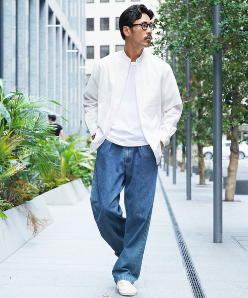 ストレッチブロードイージーケアバンドカラーシャツ