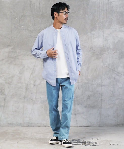 ストレッチブロードイージーケアバンドカラーシャツ