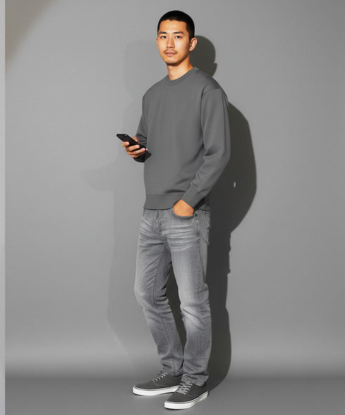 ウォッシャブルミラノリブクルーニット | クルーネック ミラノリブ編み セーター メンズ