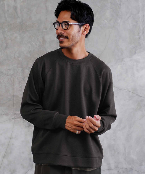 ラグラン切替ライトスウェット | スウェット トレーナー メンズ プルオーバー ダブルフェイス クルーネック アンチピリング 抗ピリ