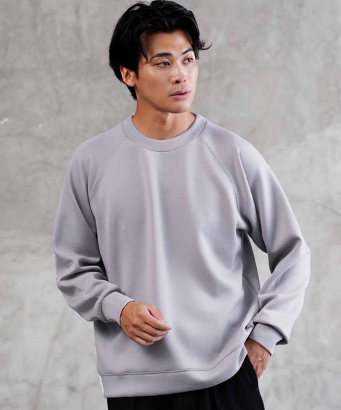 ラグラン切替ライトスウェット | スウェット トレーナー メンズ プルオーバー ダブルフェイス クルーネック アンチピリング 抗ピリ