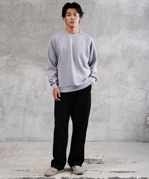 ラグラン切替ライトスウェット | スウェット トレーナー メンズ プルオーバー ダブルフェイス クルーネック アンチピリング 抗ピリ