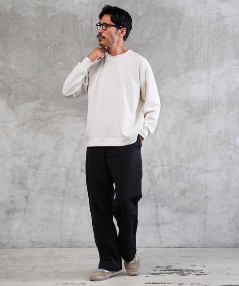 ラグラン切替ライトスウェット | スウェット トレーナー メンズ プルオーバー ダブルフェイス クルーネック アンチピリング 抗ピリ