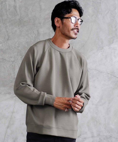 ラグラン切替ライトスウェット | スウェット トレーナー メンズ プルオーバー ダブルフェイス クルーネック アンチピリング 抗ピリ