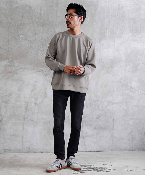 ラグラン切替ライトスウェット | スウェット トレーナー メンズ プルオーバー ダブルフェイス クルーネック アンチピリング 抗ピリ