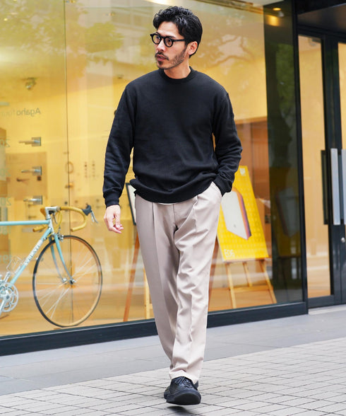 ジャケット専用ニット | ニット セーター 襟高 メンズ ウォッシャブル ジャケニット クルーネック 薄手 洗える ビジネス