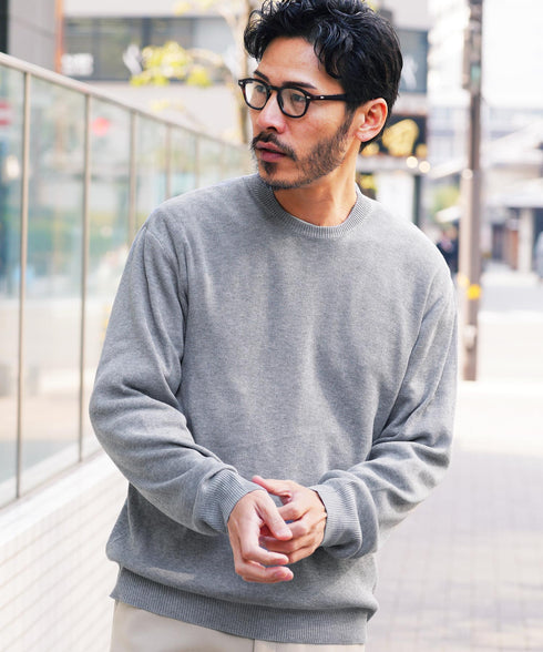 ジャケット専用ニット | ニット セーター 襟高 メンズ ウォッシャブル ジャケニット クルーネック 薄手 洗える ビジネス