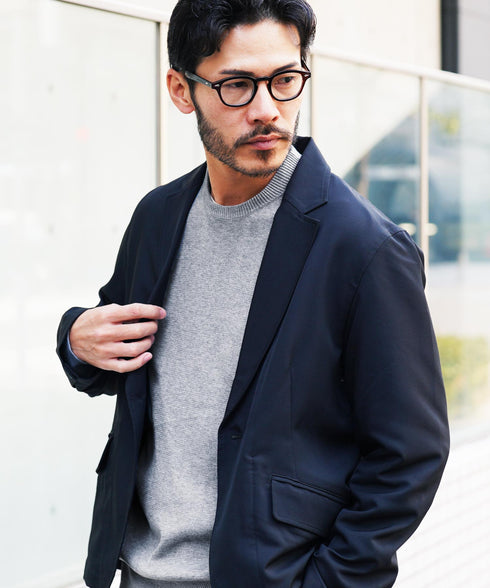 ジャケット専用ニット | ニット セーター 襟高 メンズ ウォッシャブル ジャケニット クルーネック 薄手 洗える ビジネス