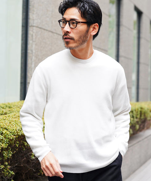 ジャケット専用ニット | ニット セーター 襟高 メンズ ウォッシャブル ジャケニット クルーネック 薄手 洗える ビジネス