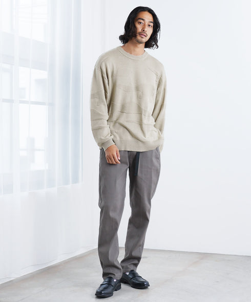 カモフラ ジャガードニット クルーネック セーター ロングスリーブ