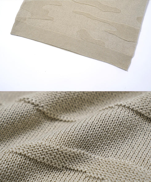 カモフラ ジャガードニット クルーネック セーター ロングスリーブ