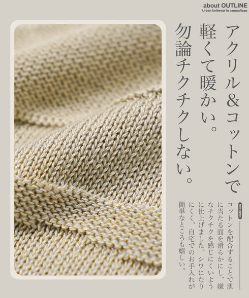 カモフラ ジャガードニット クルーネック セーター ロングスリーブ