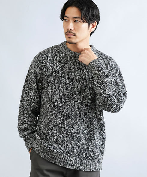 トリコロールセーター クルーネック ニット プルオーバー 畦編み