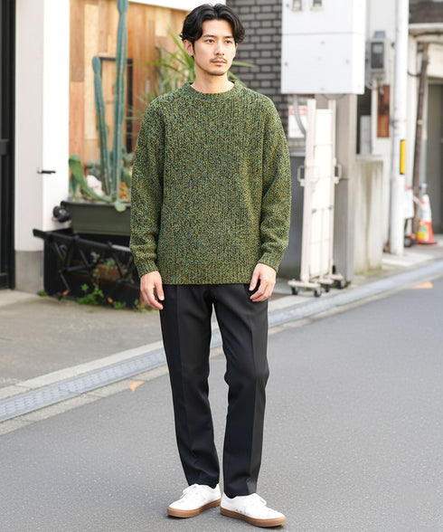 トリコロールセーター クルーネック ニット プルオーバー 畦編み