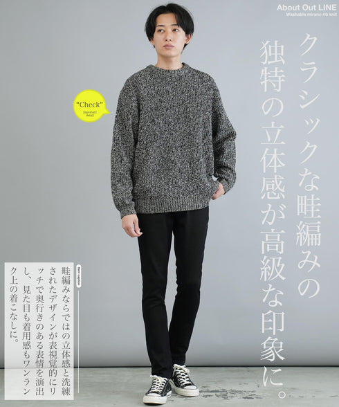 トリコロールセーター クルーネック ニット プルオーバー 畦編み