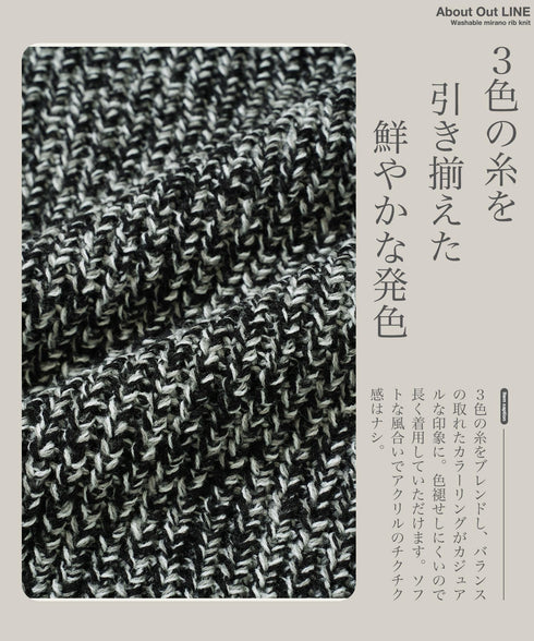 トリコロールセーター クルーネック ニット プルオーバー 畦編み