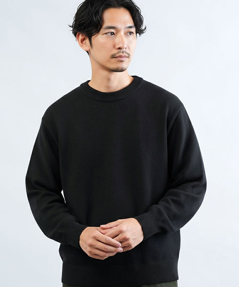 パウダー タッチ ストレッチ ハイゲージ ニット | クルーネック セーター メンズ 洗える ニットセーター ウォッシャブル トップス