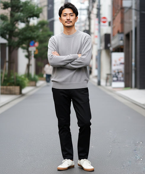 パウダー タッチ ストレッチ ハイゲージ ニット | クルーネック セーター メンズ 洗える ニットセーター ウォッシャブル トップス