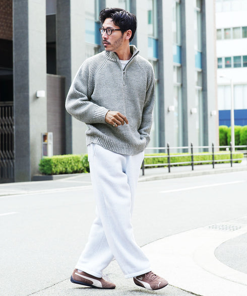 ハーフZIP畦ニット | ドライバーズニット メンズ 畦編み ハーフジップ ニット セーター 畦編みニット あぜ編み 秋服 冬服 メンズニット 厚手 冬 暖かい あったか 秋 秋冬 モック モックネック ハイネック ジップ