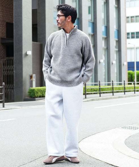 ハーフZIP畦ニット | ドライバーズニット メンズ 畦編み ハーフジップ ニット セーター 畦編みニット あぜ編み 秋服 冬服 メンズニット 厚手 冬 暖かい あったか 秋 秋冬 モック モックネック ハイネック ジップ