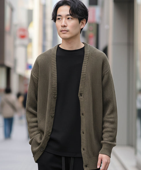 ワッフルカーディガン