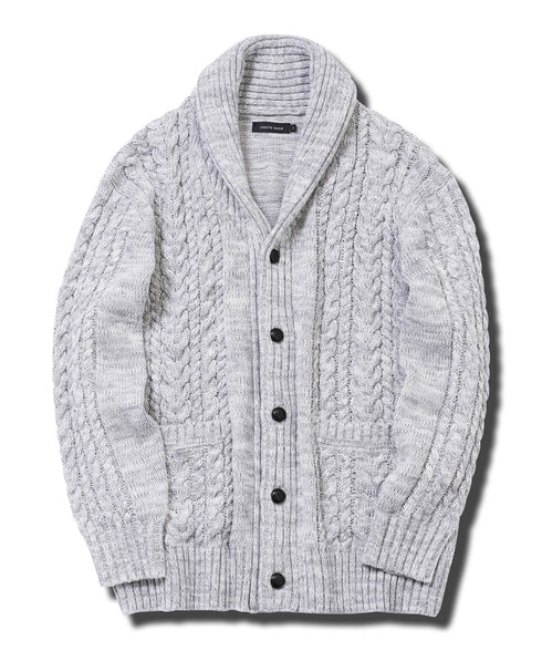 ケーブルニットショールカーディガン | メンズ ニット 洗える ニットセーター ウォッシャブル メンズ カーデ トップス