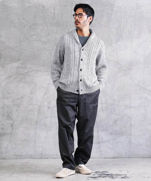 ケーブルニットショールカーディガン | メンズ ニット 洗える ニットセーター ウォッシャブル メンズ カーデ トップス