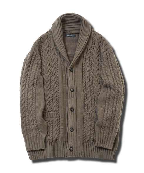 ケーブルニットショールカーディガン | メンズ ニット 洗える ニットセーター ウォッシャブル メンズ カーデ トップス