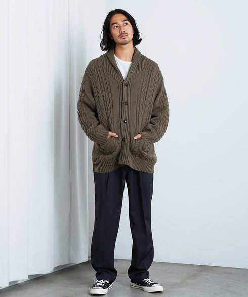 ケーブルニットショールカーディガン | メンズ ニット 洗える ニットセーター ウォッシャブル メンズ カーデ トップス