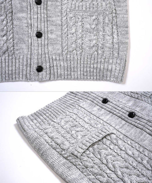 ケーブルニットショールカーディガン | メンズ ニット 洗える ニットセーター ウォッシャブル メンズ カーデ トップス