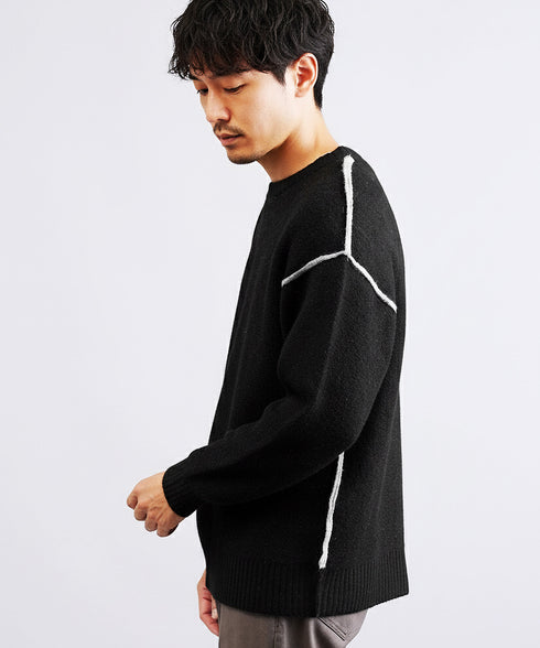 リバーシブルニット クルーネック プルオーバー