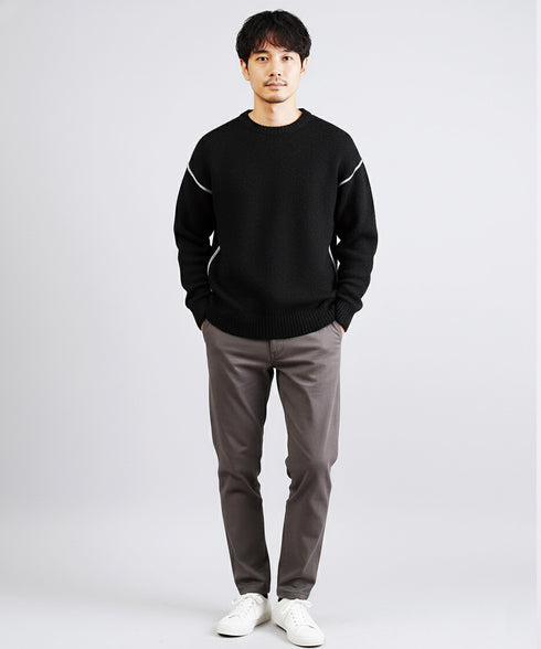 リバーシブルニット クルーネック プルオーバー