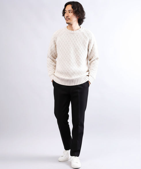 ショルダーボタン アーガイルワッフルニットセーター