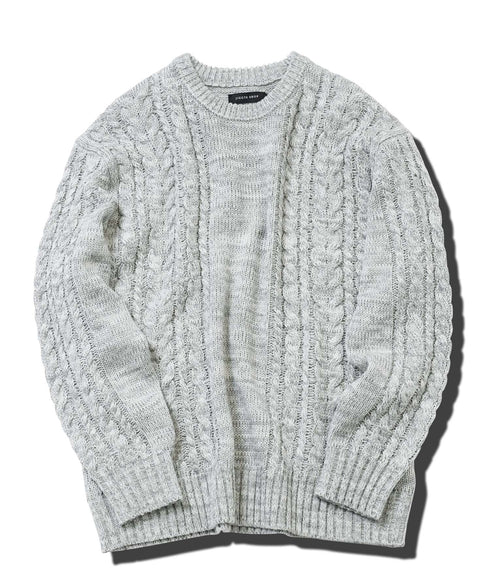 ケーブルクルーニット | ニット クルーネック セーター メンズ 洗える ニットセーター ウォッシャブル トップス 黒 白 秋 秋服 秋物 冬 冬服 冬物 春 春服 春物