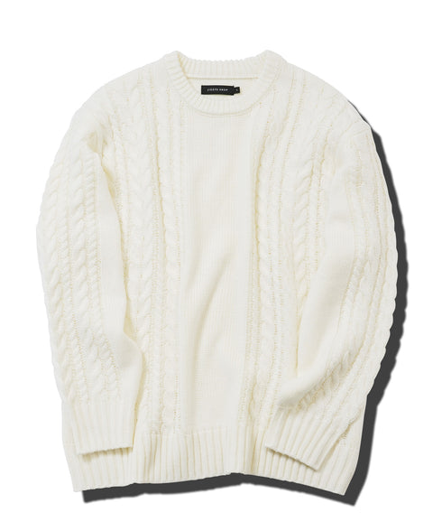 ケーブルクルーニット | ニット クルーネック セーター メンズ 洗える ニットセーター ウォッシャブル トップス 黒 白 秋 秋服 秋物 冬 冬服 冬物 春 春服 春物