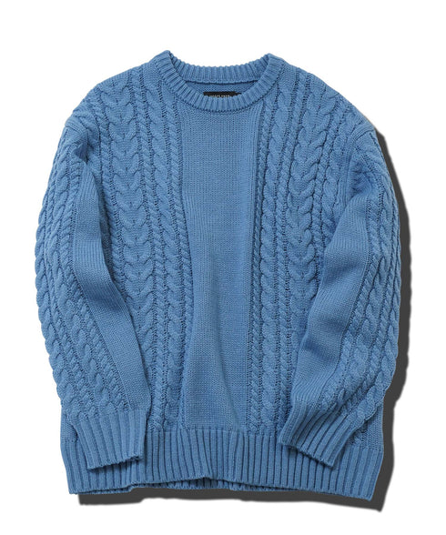 ケーブルクルーニット | ニット クルーネック セーター メンズ 洗える ニットセーター ウォッシャブル トップス 黒 白 秋 秋服 秋物 冬 冬服 冬物 春 春服 春物