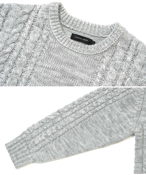 ケーブルクルーニット | ニット クルーネック セーター メンズ 洗える ニットセーター ウォッシャブル トップス 黒 白 秋 秋服 秋物 冬 冬服 冬物 春 春服 春物