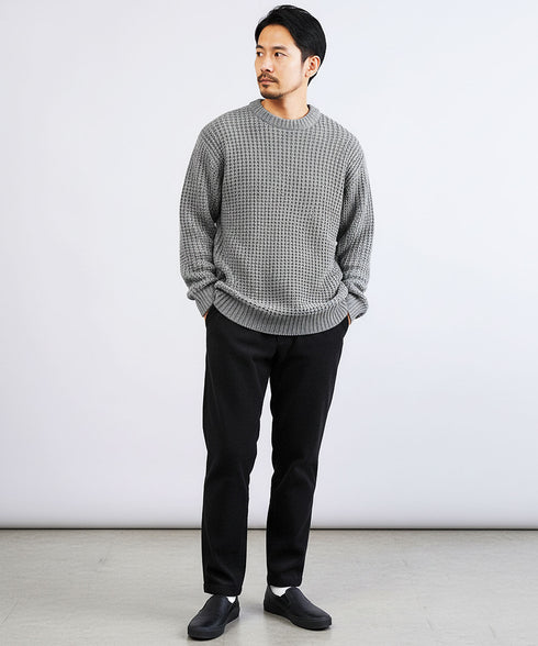 ビッグワッフルクルーニットセーター | メンズニット セーター クルーネック ローゲージ オレンジ 服 秋服 冬服 春服 秋 冬