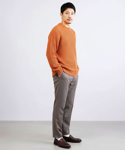 ビッグワッフルクルーニットセーター | メンズニット セーター クルーネック ローゲージ オレンジ 服 秋服 冬服 春服 秋 冬