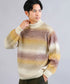 グラデーション畦モックネックニットセーター