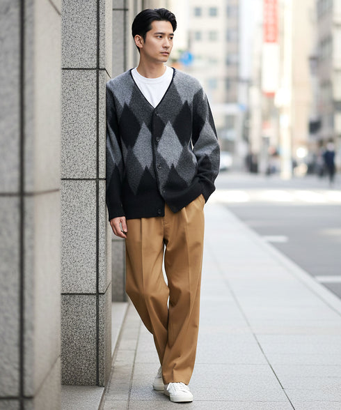 モヘアタッチアーガイルカーディガン