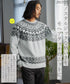 モヘアタッチノルディック求心柄モックネックニットセーター
